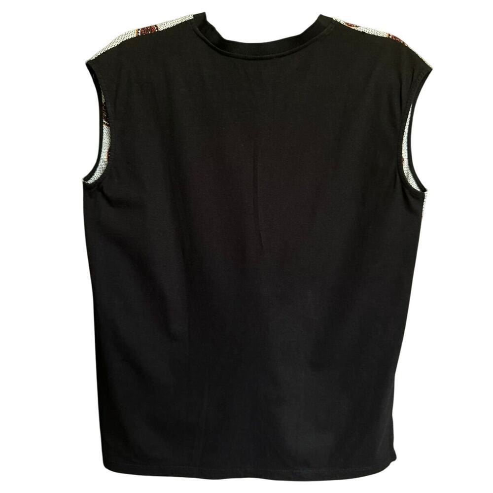 Bimba Y Lola Abstract Print Sleeveless Top Blouse White Black Size Medium - Picture 4 of 7